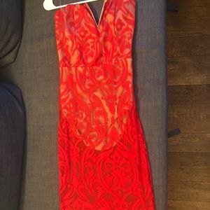 Mesh dress with nude body suit